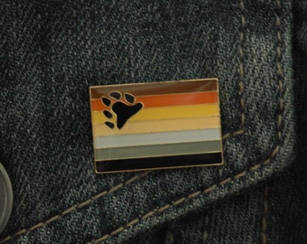 Gay Pride LGBT Equality Bear Flag Lapel Pin // Badge Woof Otter Cub