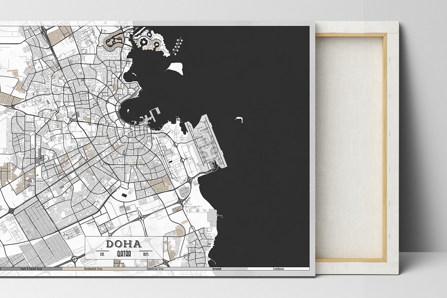 DOHA Qatar Canvas Print Ready to Hang Qatar Map Large Wall Etsy