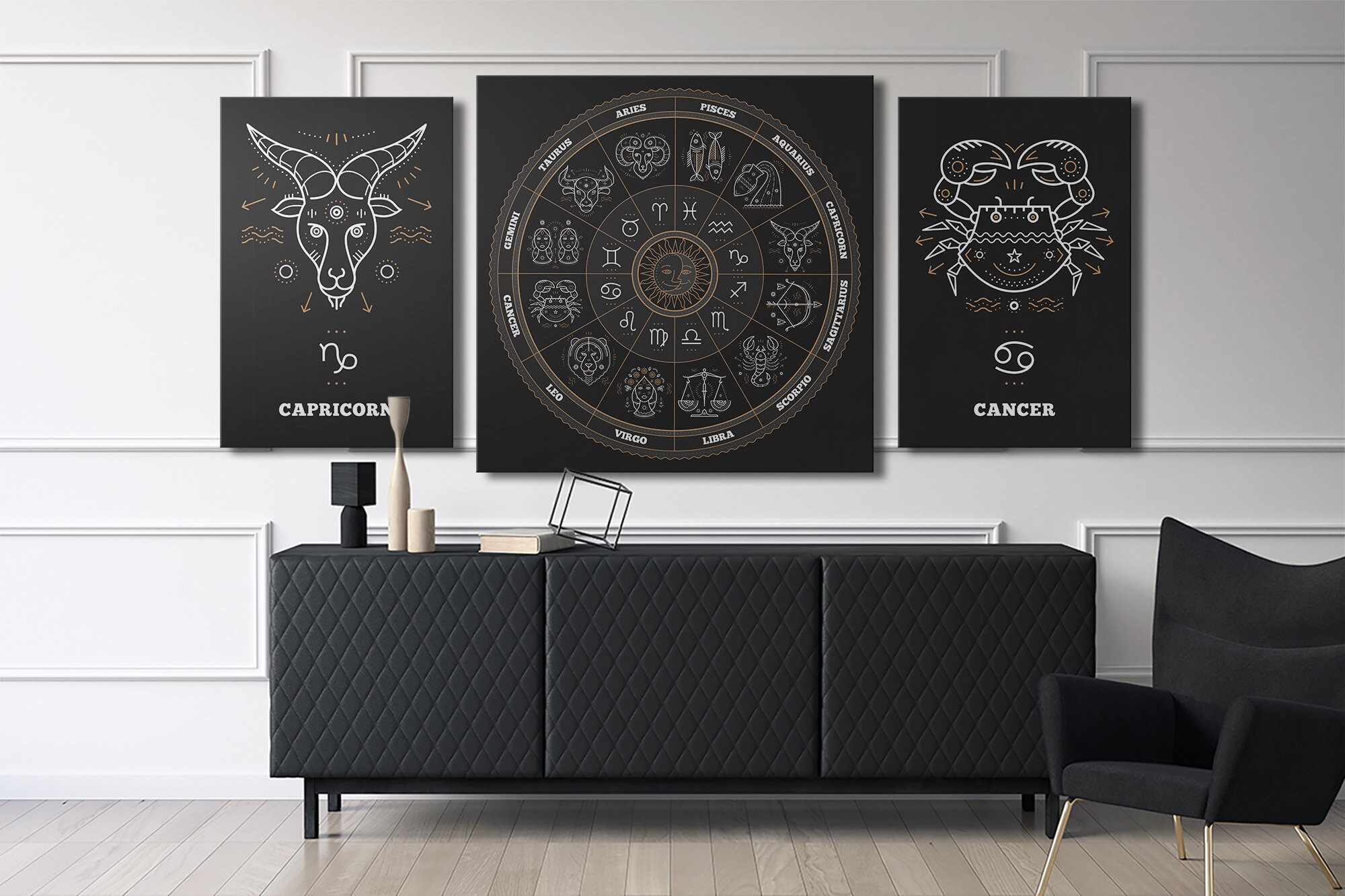 ZODIAC WHEEL Two ZODIAC Sign Canvas Prints of Your Choice Etsy