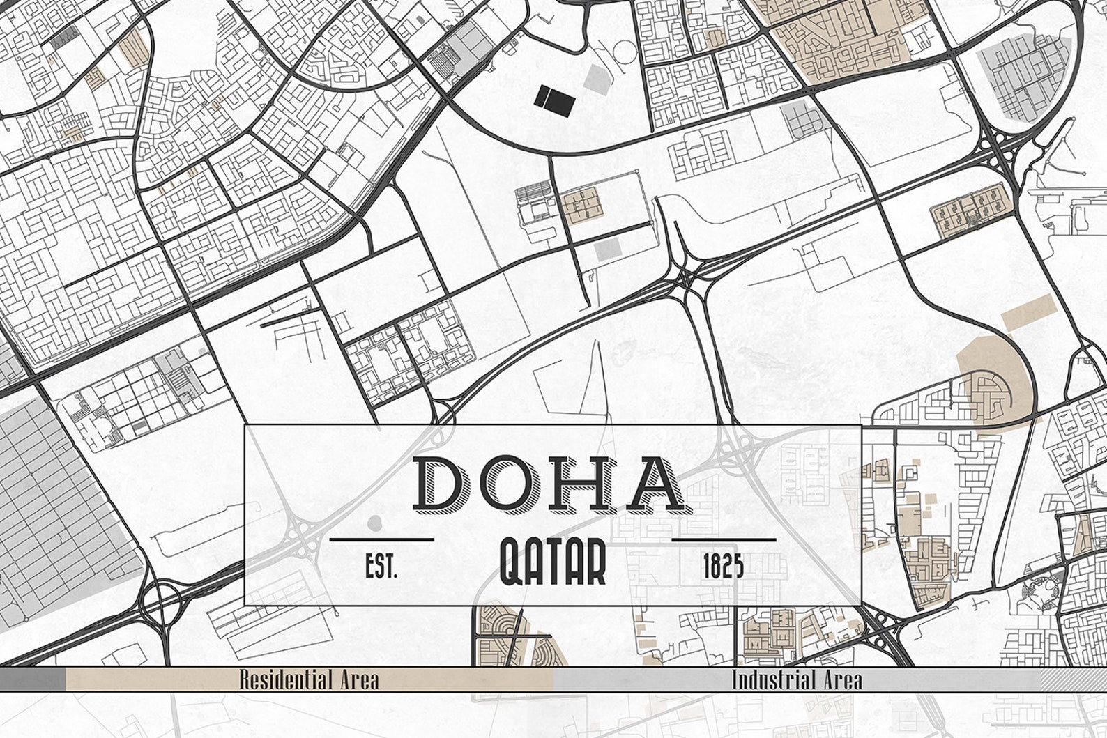 DOHA Qatar Canvas Print Ready to Hang Qatar Map Large Wall Etsy