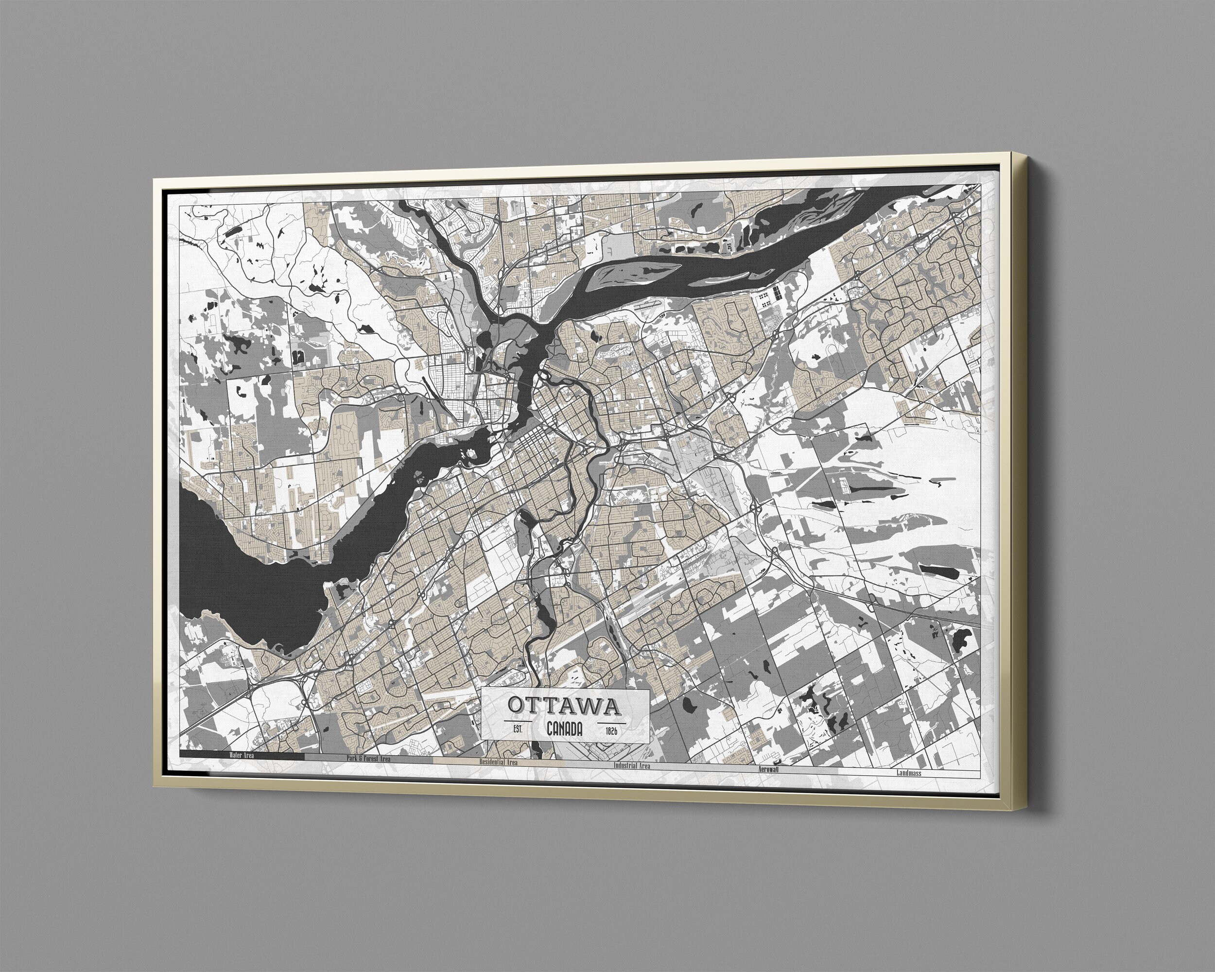 OTTAWA Canada Framed Canvas Print Floating Frame Map Large Etsy