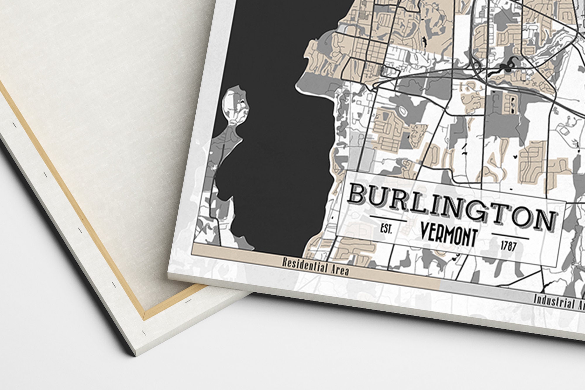 BURLINGTON VT Canvas Print Ready to Hang Vermont Map Large Etsy