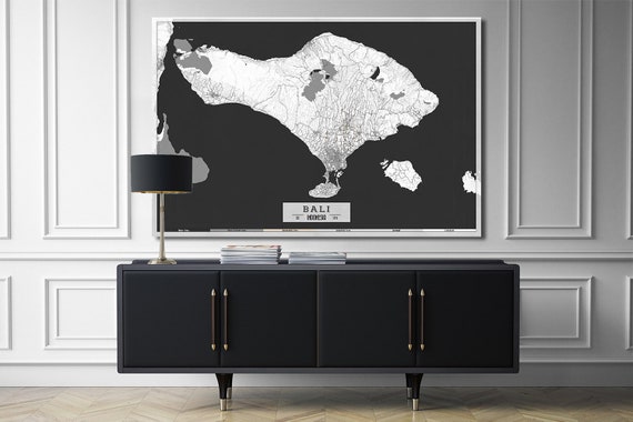 Bali Indonesia Canvas Denpasar Bali Map Soft Pastel Colors Etsy