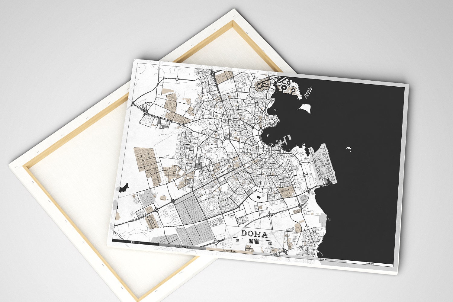DOHA Qatar Canvas Print Ready to Hang Qatar Map Large Wall Etsy