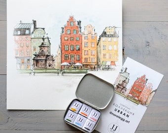 Watercolor Set "Stockholm" Collection URBAN JJ watercolor & @norelegg.art