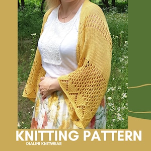 Digital knitting pattern for beginners cardigan for Women long sleeved, knit sweater pattern easy