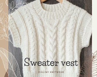 Handknit Sleeveless women alpaca and wool sweater vest, Christmas gift