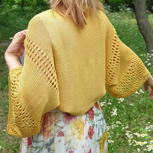 MODELLO LAVORO A MAGLIA per principianti Bolero giallo lavorato a maglia Coprispalle coprispalle per maglione da donna
