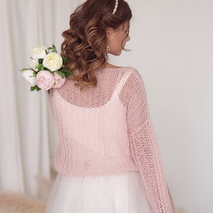 Wedding mohair sweater, V-neck sweater women. Romantic wedding, Christmas gift image 4