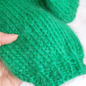 Cropped cardigan sweater women Green mohair jacket, knitted bomber jacket, Christmas gift image 8