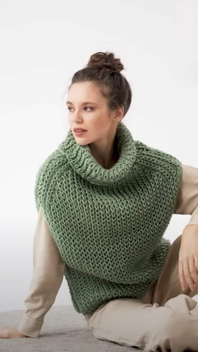 Green Sweater Vest Green Knit Women's Vest Khaki Etsy