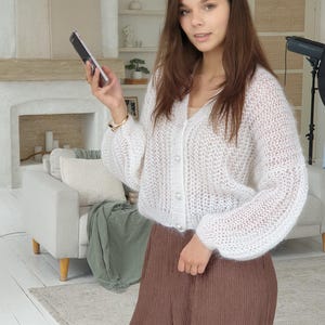 Women’s Mohair Cardigan Knitting Pattern, Loose Fit Sweater DIY, Soft Knit PDF Tutorial, Handmade Pullover Pattern wedding cardigan 4 videos image 10