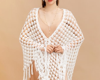 Crochet shawl wrap, wedding Lace scarf, Bridal Wedding Stole