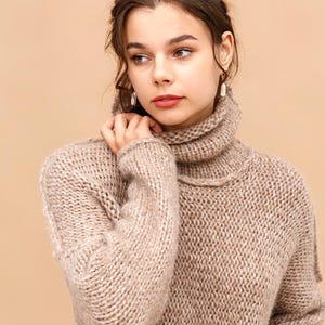 アルパカセータータートルネック、ロングハイネックセーター、ハンドニットセーターレディース、秋セーター