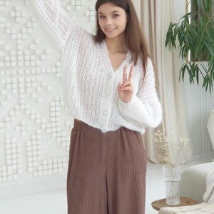 Women’s Mohair Cardigan Knitting Pattern, Loose Fit Sweater DIY, Soft Knit PDF Tutorial, Handmade Pullover Pattern wedding cardigan 4 videos image 9