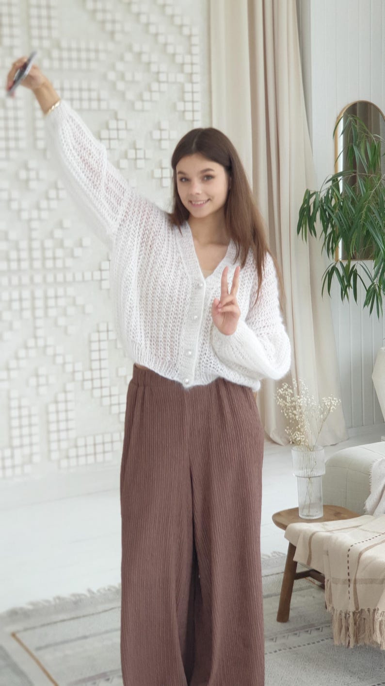 Women’s Mohair Cardigan Knitting Pattern, Loose Fit Sweater DIY, Soft Knit PDF Tutorial, Handmade Pullover Pattern wedding cardigan 4 videos image 9