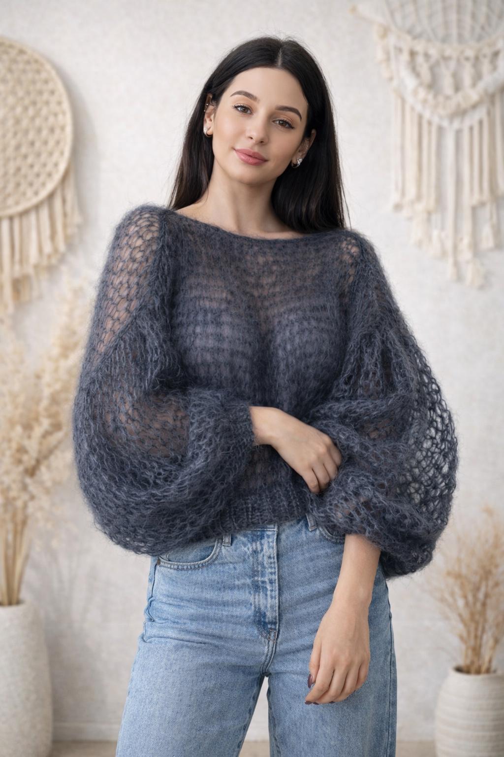 Oversized Mohair Sweater Knitting Pattern PDF | Fluffy Airy Knit | Easy ...