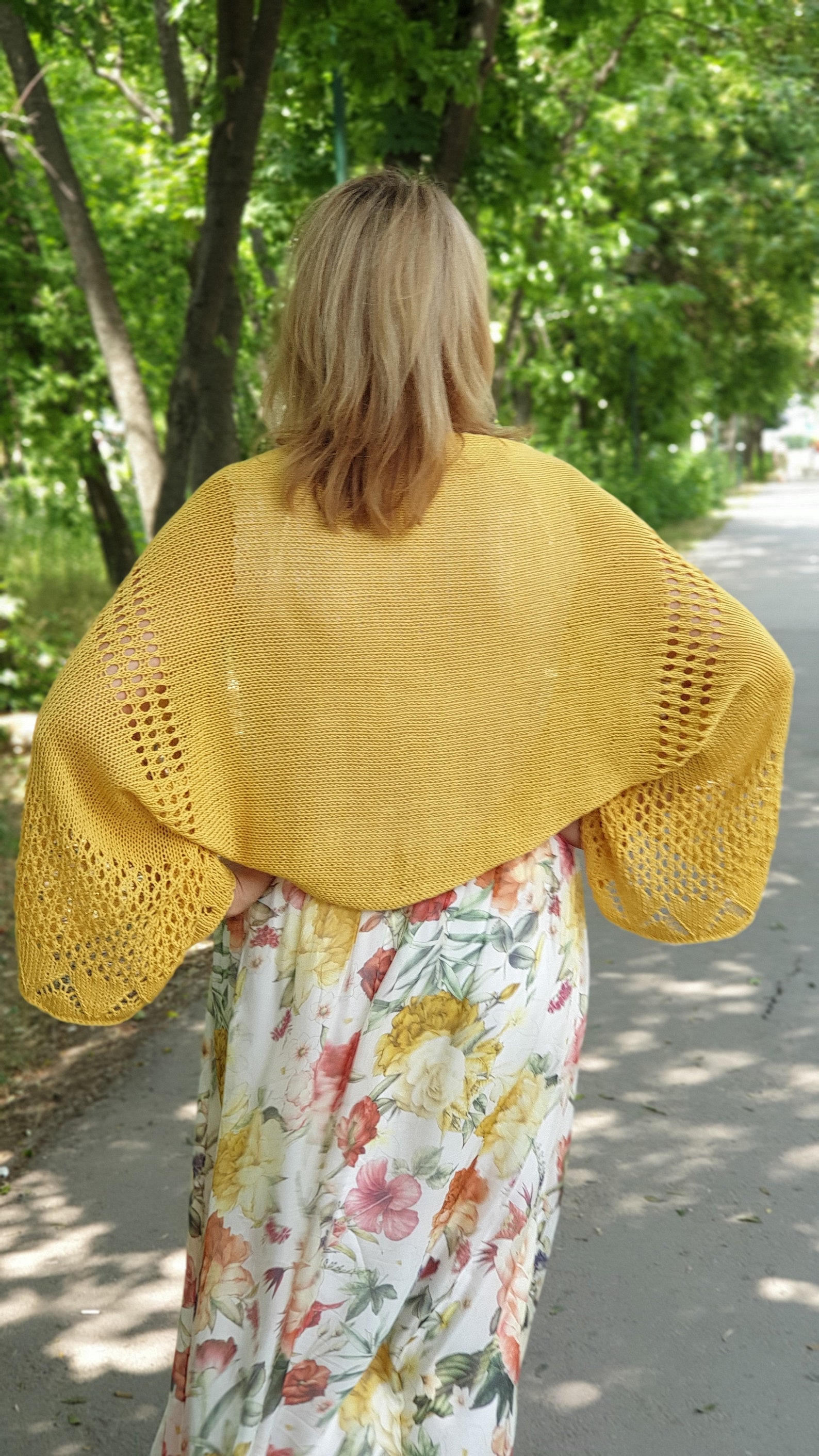 Yellow bolero shrug. Cotton open weave summer shrug. Women Etsy