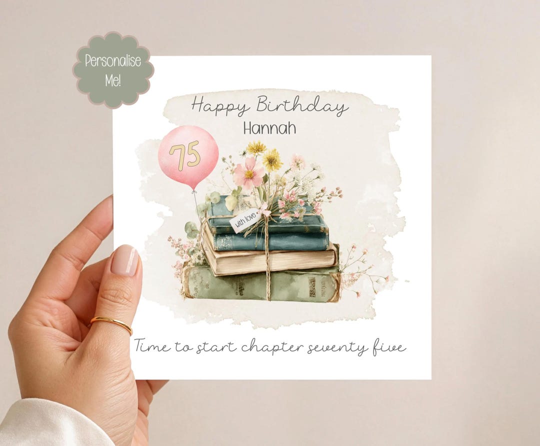 Personalised 75th Birthday Card for Her : Book Themed Chapter 75 - Etsy UK