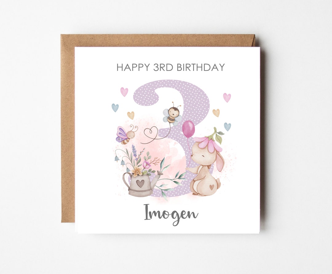 Personalised 3rd Birthday Card For Little Girl Daughter Granddaughter personalised-3rd-birthday-card-for-little-girl-daughter-granddaughter
