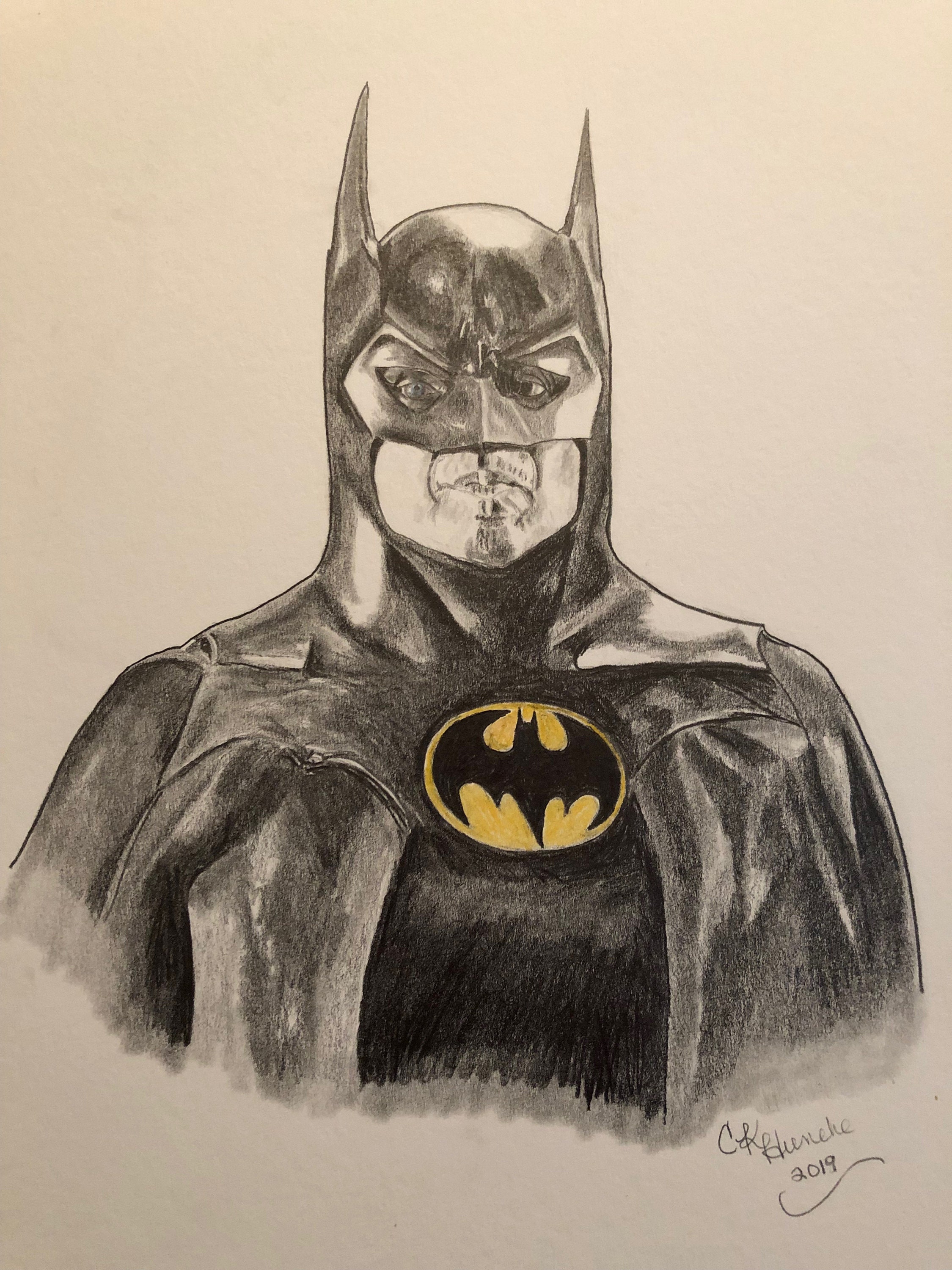Batman-Michael Keaton-Pencil Art with colored pencil By - Etsy.de
