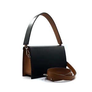 Sac bandoulière noir, Sac à main en cuir marron, Sac en cuir exclusif pour femme avec poignée, Sac à main toutes saisons pour femme, Sac à main noir premium, Cartable