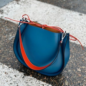 Große Ledertasche für Frau, blaue Ledertasche, Tote Ledertasche, Geschenk für sie, blaue Lederhandtasche, blaue Lederhandtasche, Tasche mit oberem Griff