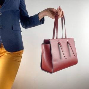 Bordeauxrote Umhängetasche, Bordeauxrote Crossbody-tasche, Bordeauxrote Leder Geldbörse, Top Griff Ledertasche, Reißverschluss Lederhandtasche, Businesstasche Damen