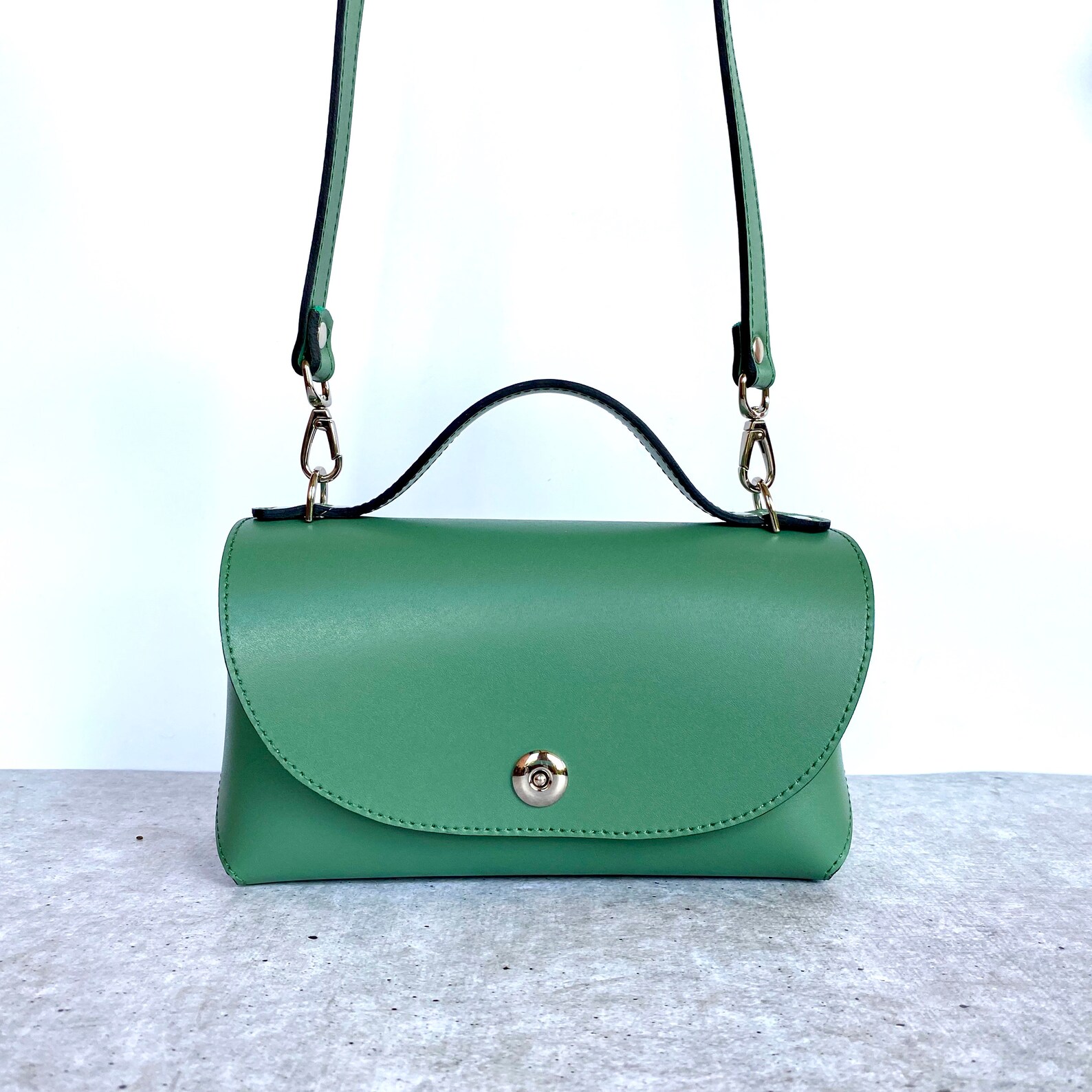 Green Leather Satchel Small Crossbody Bag Green Leather Purse Etsy UK