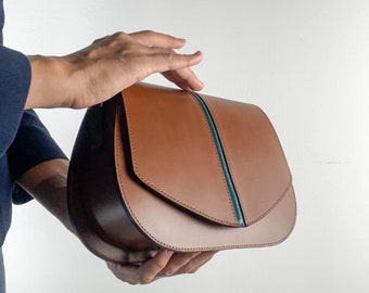 Soco Vintage Saddle Bag 1980s | Brown Green Leather  display picture 3