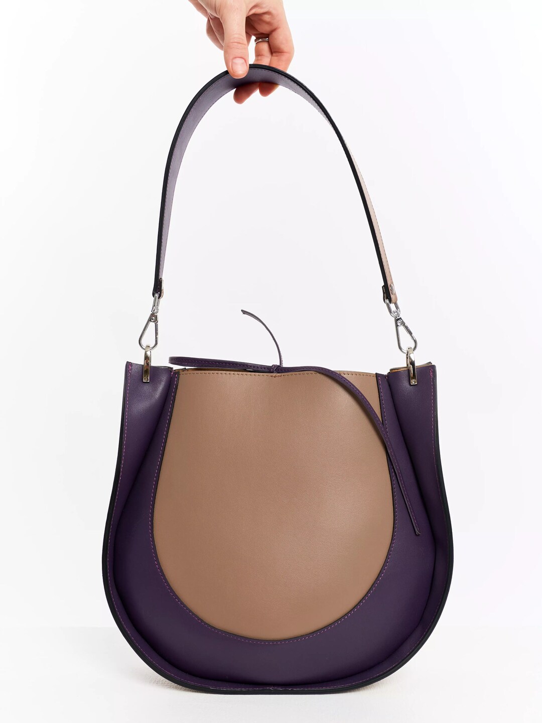 Fold Large Leather Shoulder Bag - Sand Beige