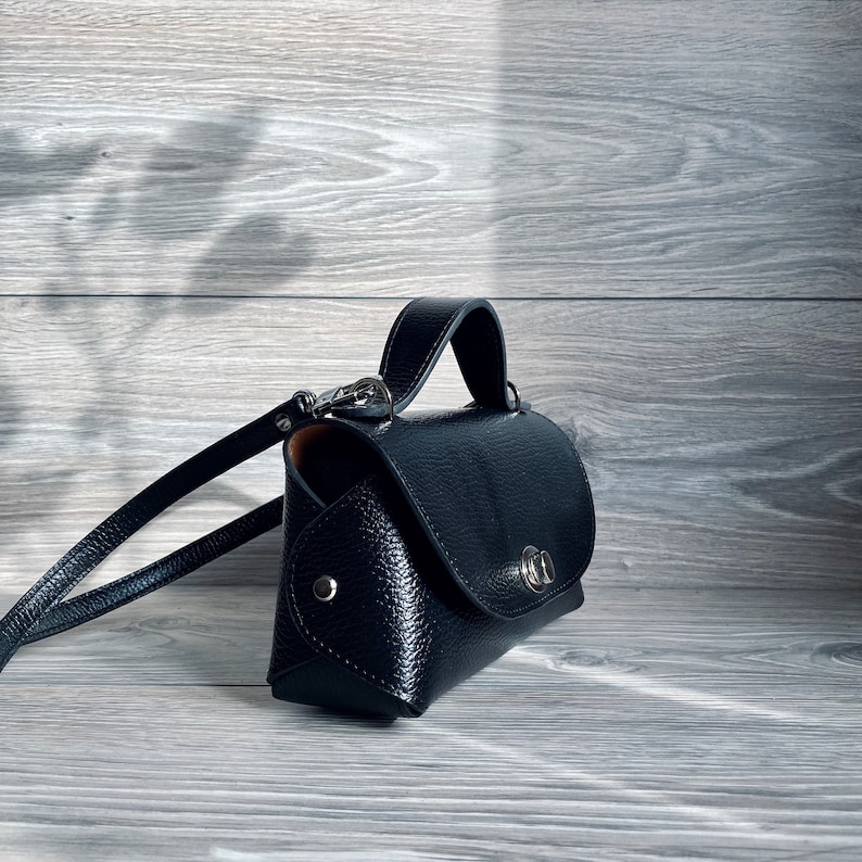 Small Crossbody Bag Woman/'s satchel Leather Purse Top handle leather bag for woman Black leather bag