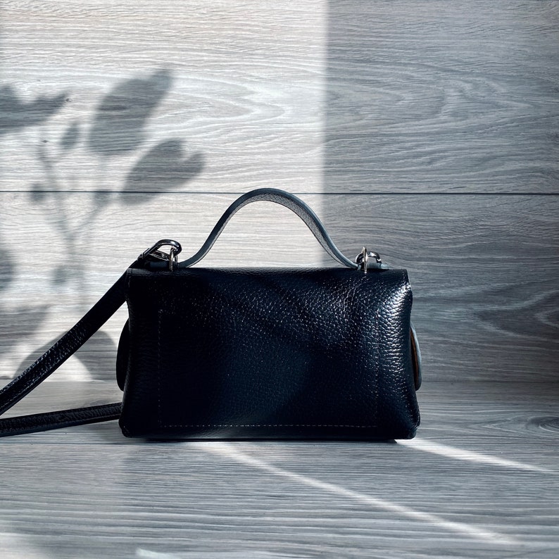Small Crossbody Bag Woman/'s satchel Leather Purse Top handle leather bag for woman Black leather bag