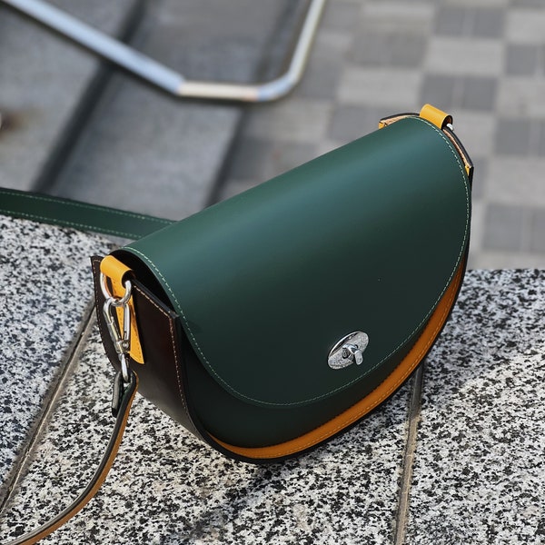 Leather Bag For Woman, Dark Green Crossbody, Green Leather Purse, Handmade Leather Bag, Premium green handbag, Exlusive leather bag woman