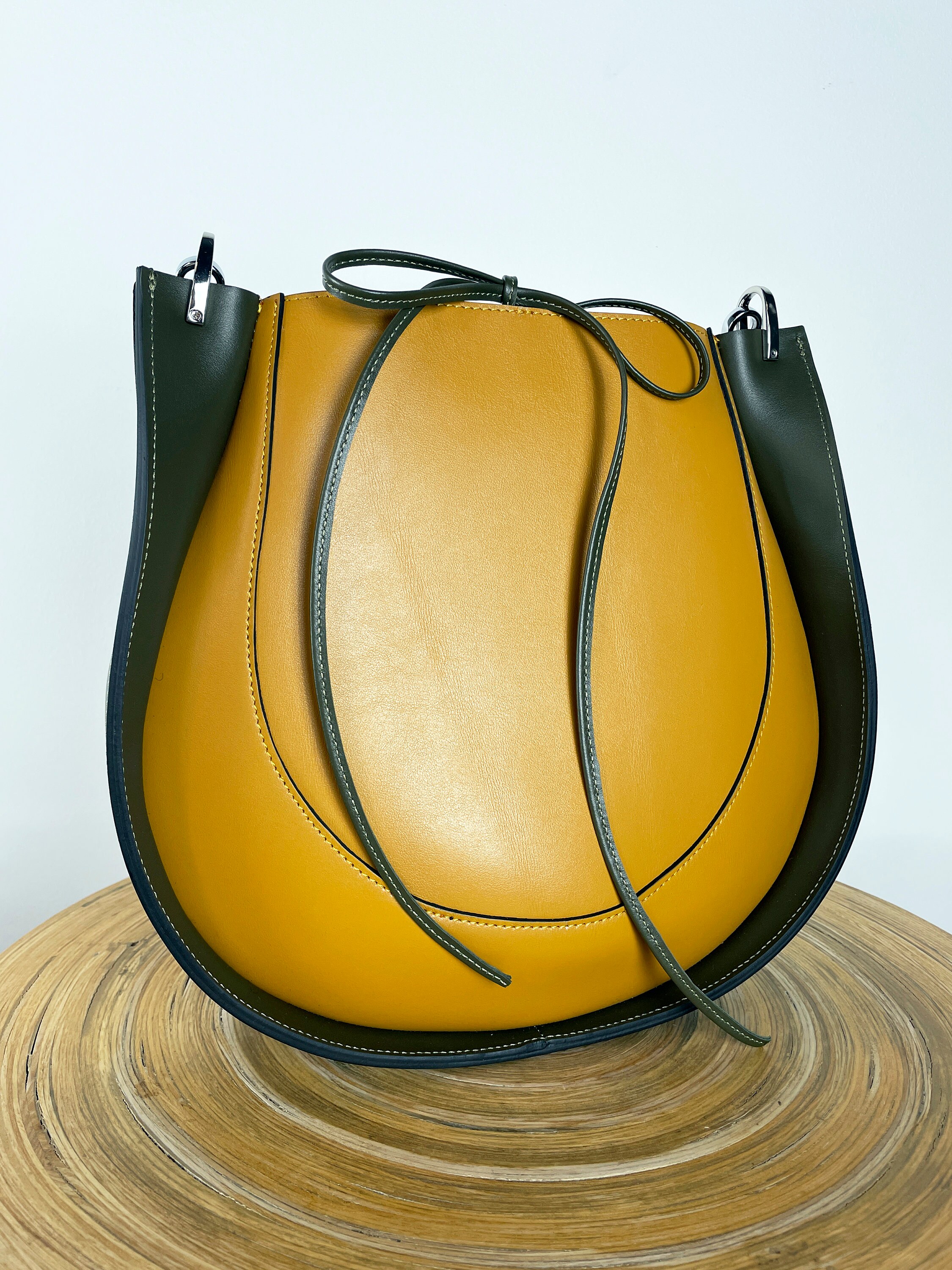 Large Leather Bag, Mustard Crossbody Bag, Tote Bags for Woman, Stylish