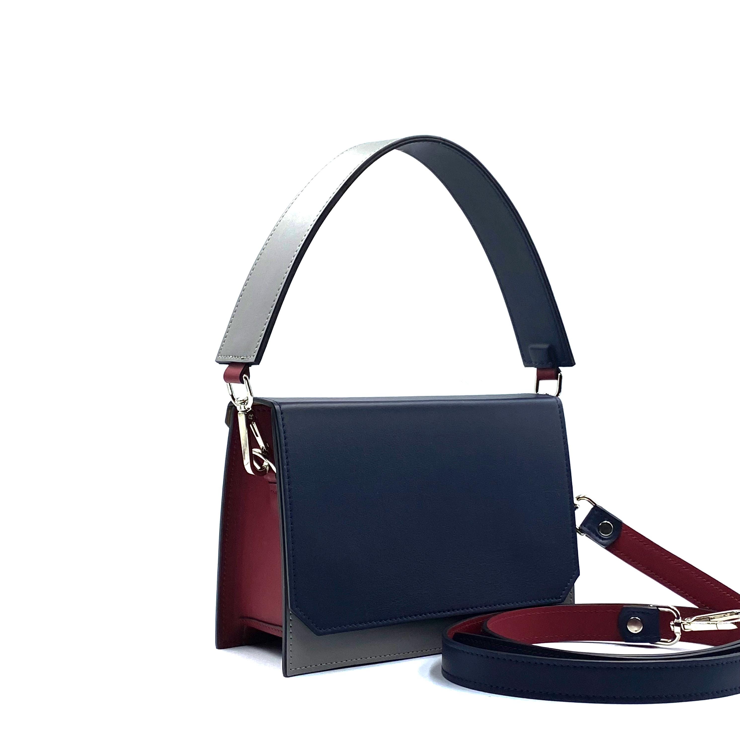 Leather Crossbody Bag for Women – Blue, Grey, Burgundy | 3