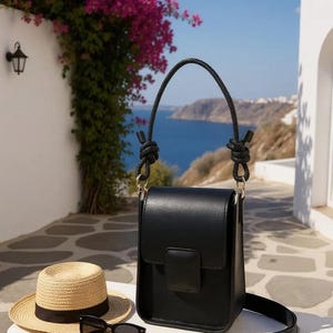 Black Modern Leather Bag, Fashionable Leather Messenger Bag, Urban Leather Shoulder Bag, Black Genuine Leather Bag for Woman, Crossbody bag