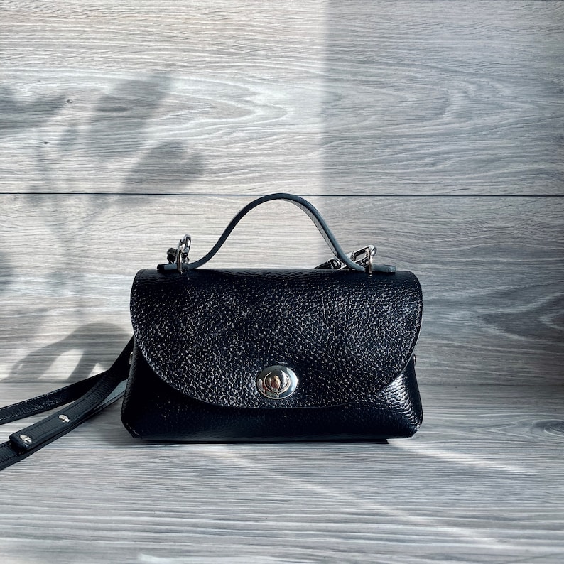 Small Crossbody Bag Woman/'s satchel Leather Purse Top handle leather bag for woman Black leather bag