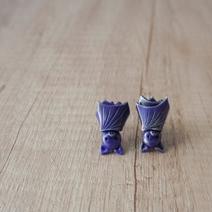 Cute polymer clay bat earrings, Polymer clay halloween stud earrings, Cute baby bats, Polymer clay jewelry for girls, Gift for her