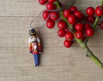 Nutcracker polymer clay necklace, Handmade gift for Christmas, Nutcracker ballet inspired jewelry