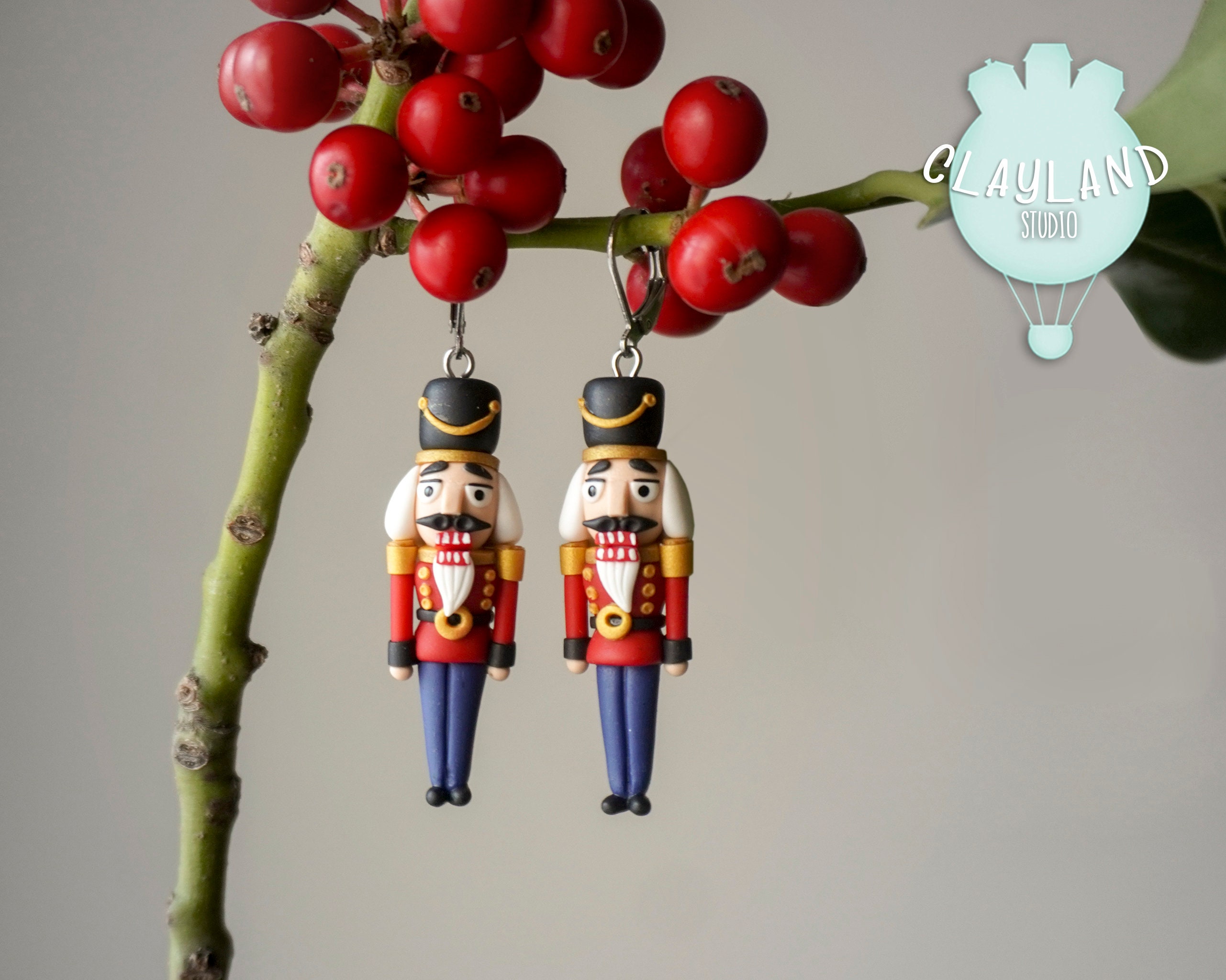 Nutcracker Polymer Clay Earrings Handmade Gift for Christmas Etsy