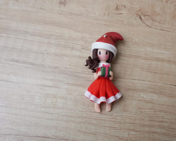 Collana di Babbo Natale in argilla polimerica fatta a mano: regalo di gioielli natalizi - Italia