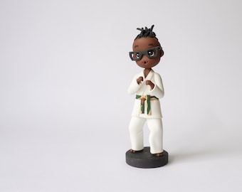 Personalized Karate Figurine: Handmade Polymer Clay Martial Arts Gift