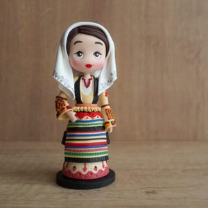 Handmade Polymer Clay Greek Folk Doll: Argos Traditional Costume