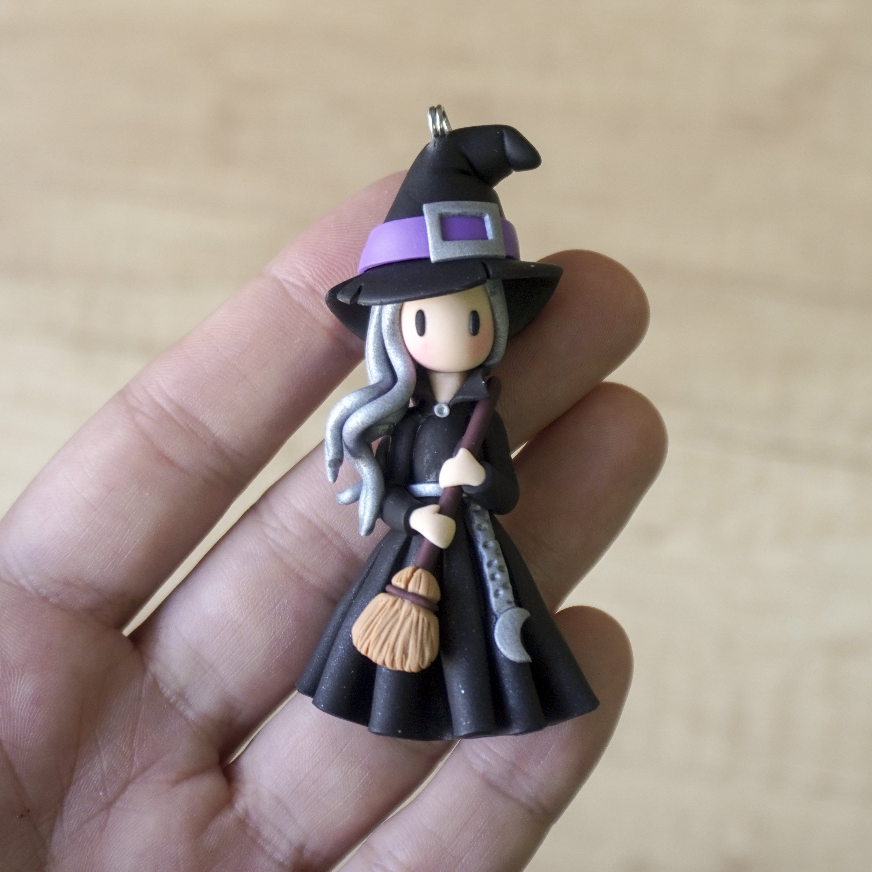 Handmade Halloween Witch Necklace: Polymer Clay 