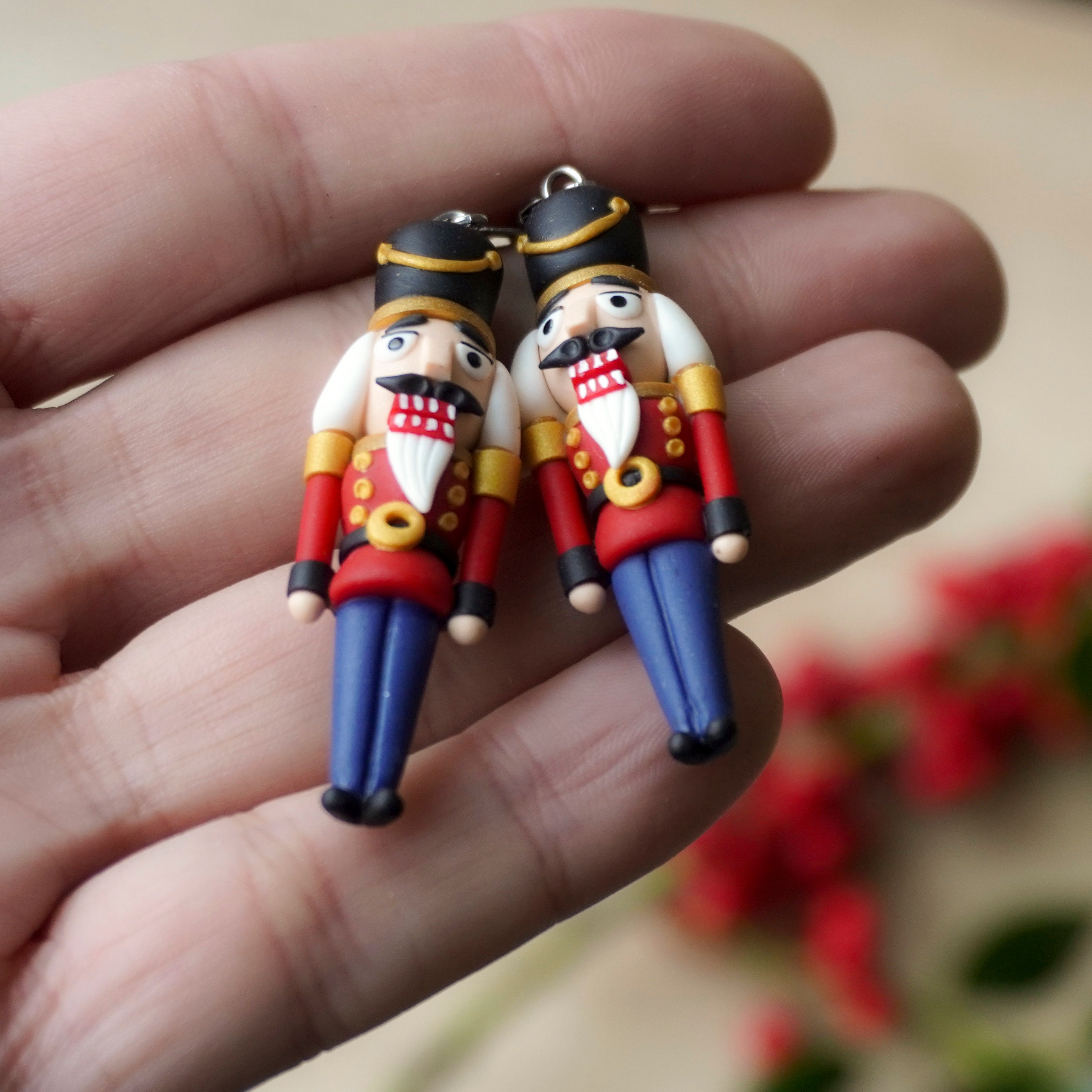 Nutcracker Polymer Clay Earrings Handmade Gift for Christmas Etsy