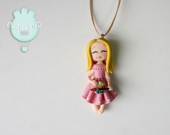 Personalized little painter  necklace, Polymer clay doll pendant, Gift for painters, Handmade gift for art lovers, Polymer clay figurine