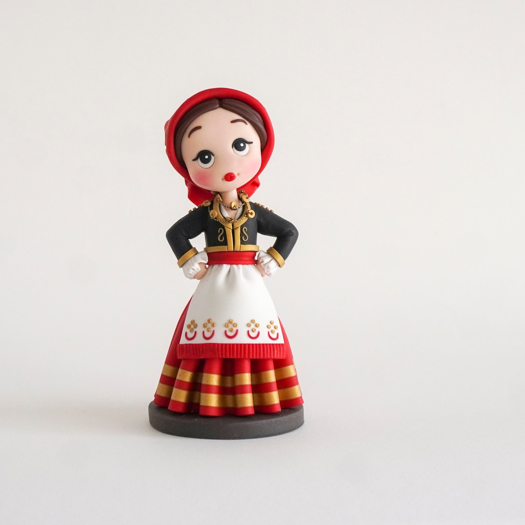Polymer Clay Doll in Traditional Costume Frome Crete Handmade Greek Folk Doll Collectible Ethnic Polymer Clay Figurine Folk Art Etsy