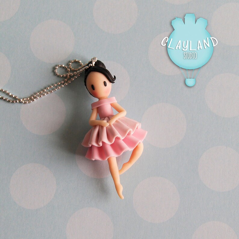 Polymer clay ballerina necklace Handmade ballerina doll for Etsy
