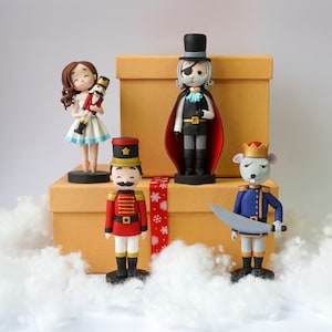 The Nutcracker polymer clay set, Nutcracker ballet inspired figurines, Christmas decoration, Clara Nutcracker Herr Drosselmeyer Mouse King